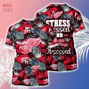 [LIMITED] Detroit Red Wings NHL-Summer Hawaiian Shirt And Shorts, Stress Blessed Obsessed For Fans