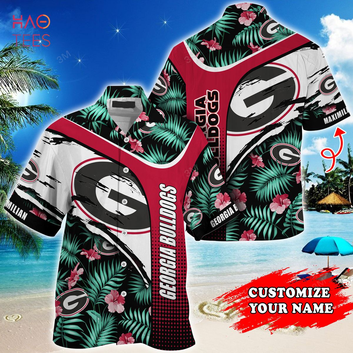 [LIMITED] Georgia Bulldogs Customized Summer Hawaiian Shirt, With Tropical Pattern For Fans