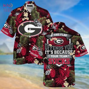 [LIMITED] Georgia Bulldogs Summer Hawaiian Shirt And Shorts,  With Tropical Patterns For Fans