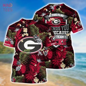 [LIMITED] Georgia Bulldogs Summer Hawaiian Shirt And Shorts,  With Tropical Patterns For Fans