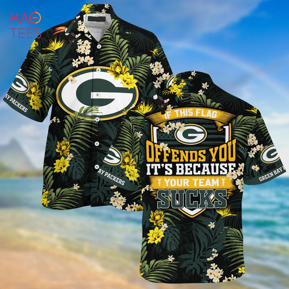 [LIMITED] Green Bay Packers NFL-Summer Hawaiian Shirt And Shorts,  With Tropical Patterns For Fans