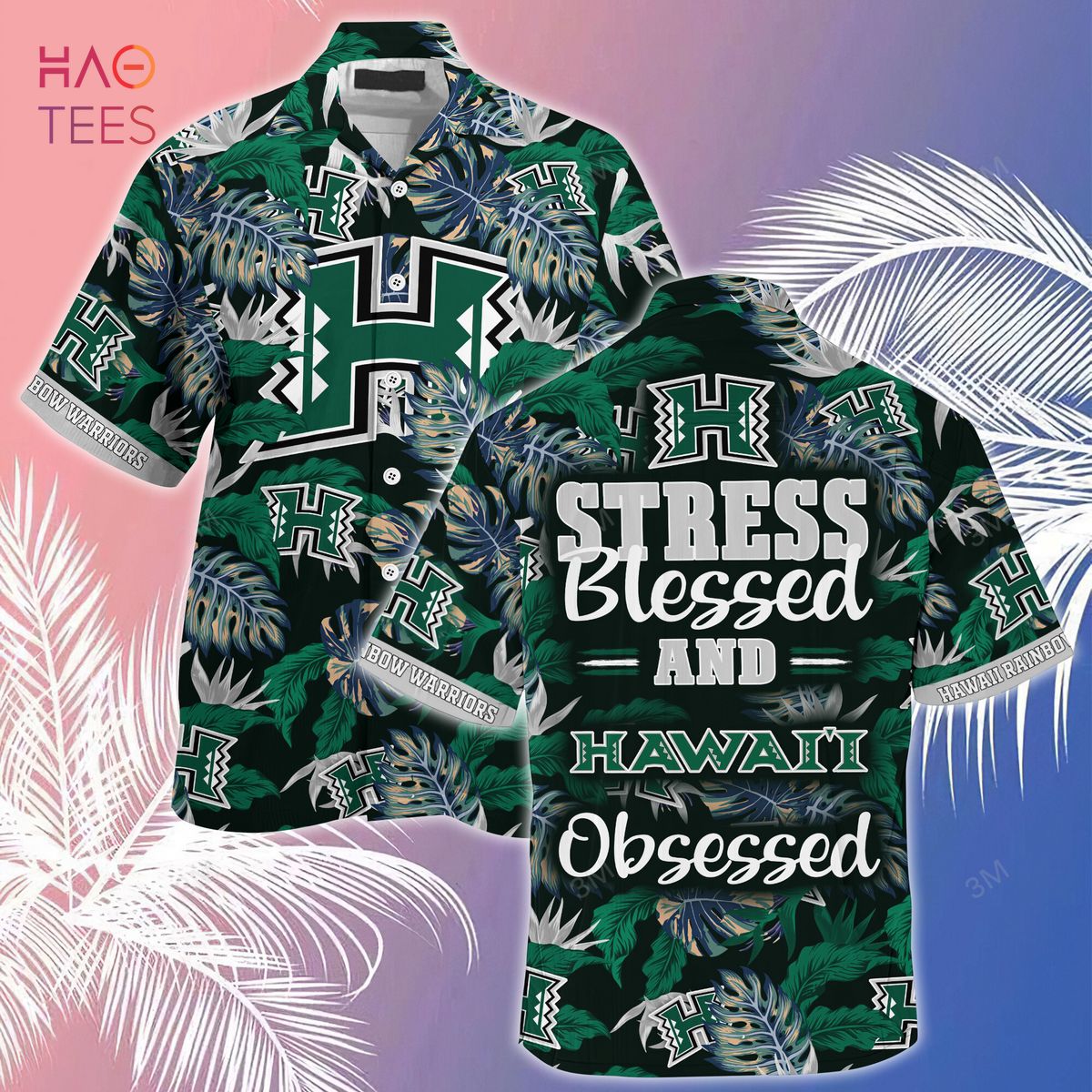 [LIMITED] Hawaii Rainbow Warriors Summer Hawaiian Shirt And Shorts, Stress Blessed Obsessed For Fans