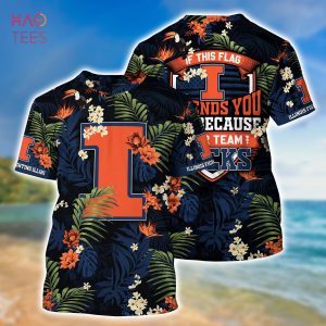 [LIMITED] Illinois Fighting Illini Summer Hawaiian Shirt And Shorts,  With Tropical Patterns For Fans