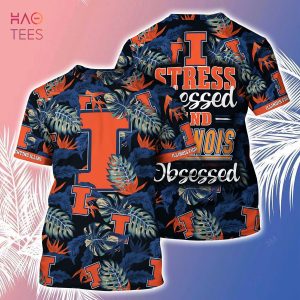 [LIMITED] Illinois Fighting Illini Summer Hawaiian Shirt And Shorts, Stress Blessed Obsessed For Fans