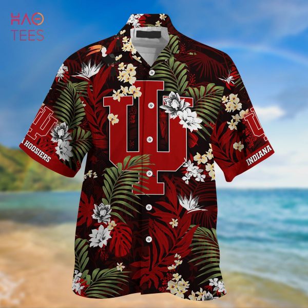 [LIMITED] Indiana Hoosiers Summer Hawaiian Shirt And Shorts,  With Tropical Patterns For Fans