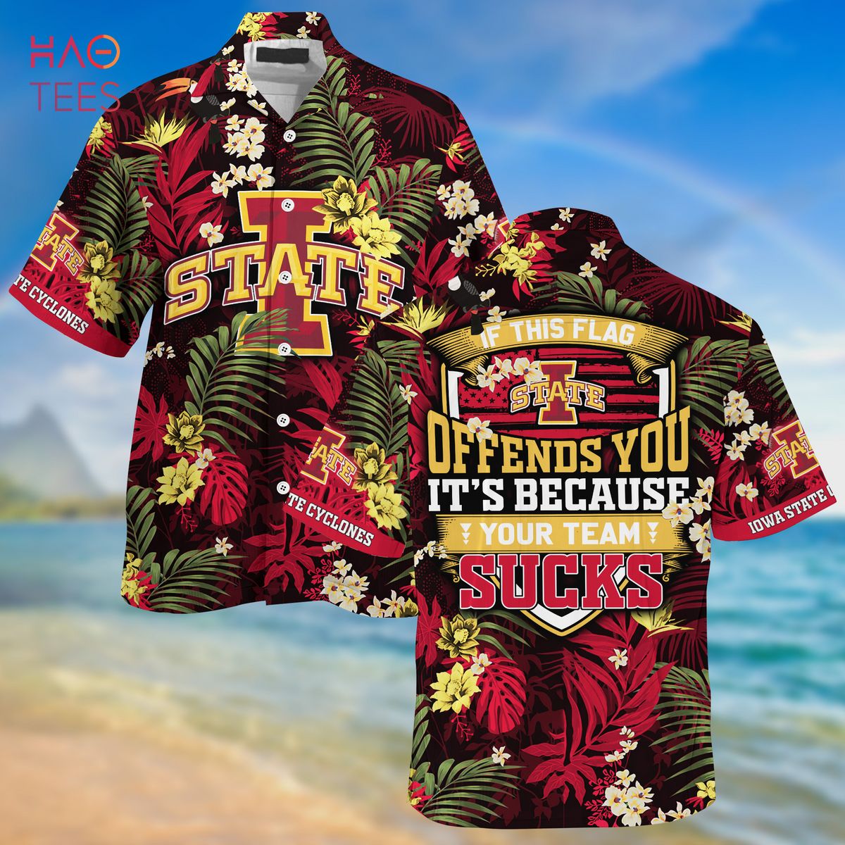 [LIMITED] Iowa State Cyclones  Summer Hawaiian Shirt And Shorts,  With Tropical Patterns For Fans