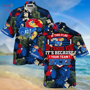 [LIMITED] Kansas Jayhawks  Summer Hawaiian Shirt And Shorts,  With Tropical Patterns For Fans
