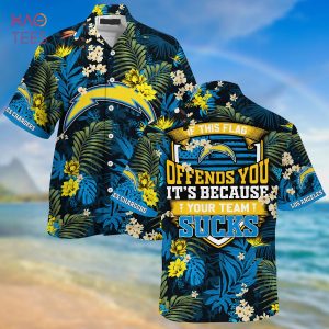 [LIMITED] Los Angeles Chargers NFL-Summer Hawaiian Shirt And Shorts,  With Tropical Patterns For Fans