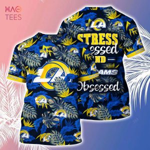 [LIMITED] Los Angeles Rams NFL-Summer Hawaiian Shirt And Shorts, Stress Blessed Obsessed For Fans