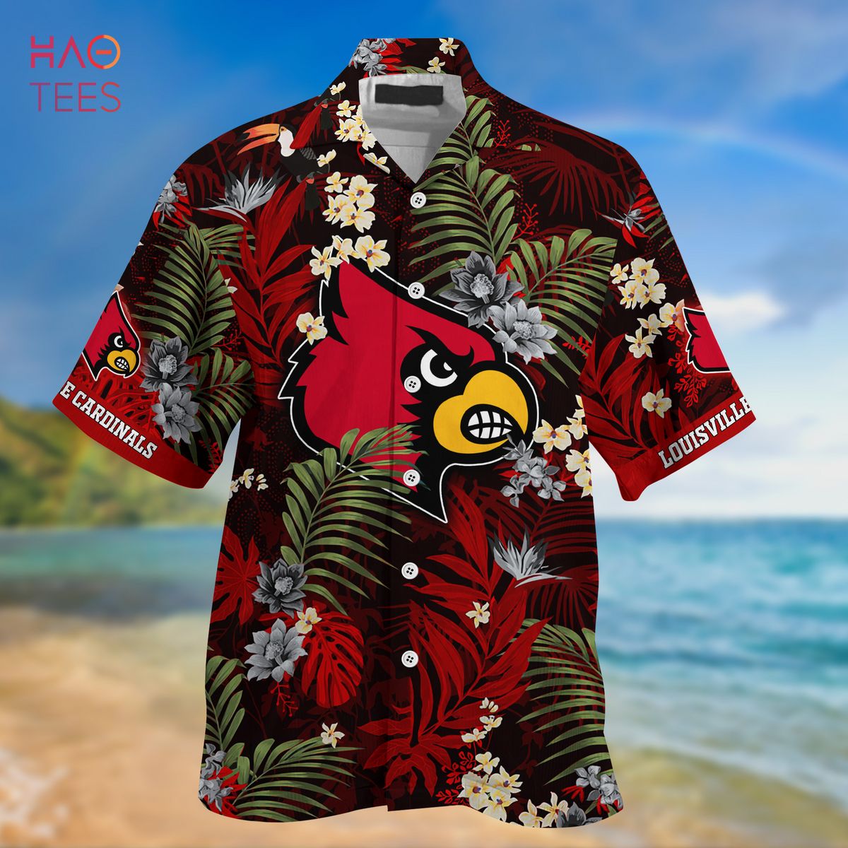 Louisville Cardinals Logo Flag Pattern Hawaiian Shirt And Beach Shorts