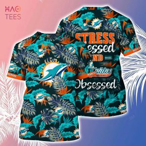 [LIMITED] Miami Dolphins NFL-Summer Hawaiian Shirt And Shorts, Stress Blessed Obsessed For Fans