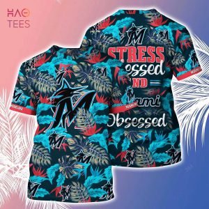 [LIMITED] Miami Marlins MLB-Summer Hawaiian Shirt And Shorts, Stress Blessed Obsessed For Fans