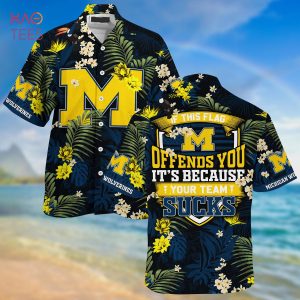 [LIMITED] Michigan Wolverines  Summer Hawaiian Shirt And Shorts,  With Tropical Patterns For Fans
