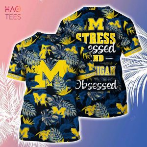 [LIMITED] Michigan Wolverines  Summer Hawaiian Shirt And Shorts, Stress Blessed Obsessed For Fans