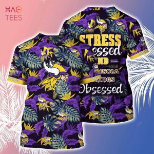 [LIMITED] Minnesota Vikings NFL-Summer Hawaiian Shirt And Shorts, Stress Blessed Obsessed For Fans
