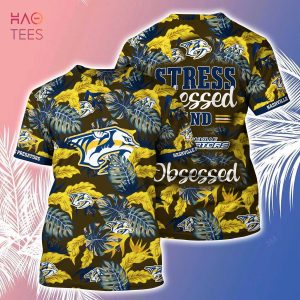 [LIMITED] Nashville Predators NHL-Summer Hawaiian Shirt And Shorts, Stress Blessed Obsessed For Fans