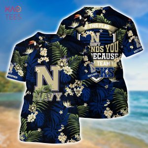 [LIMITED] Navy Midshipmen Summer Hawaiian Shirt And Shorts,  With Tropical Patterns For Fans