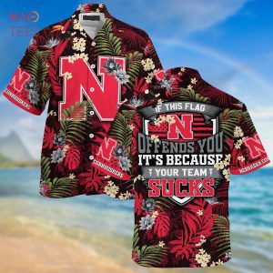 [LIMITED] Nebraska Cornhuskers  Summer Hawaiian Shirt And Shorts,  With Tropical Patterns For Fans