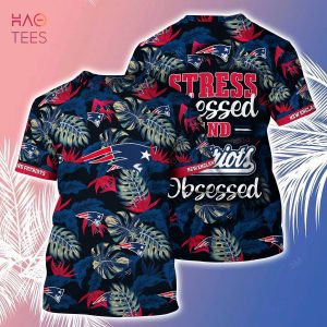[LIMITED] New England Patriots NFL-Summer Hawaiian Shirt And Shorts, Stress Blessed Obsessed For Fans