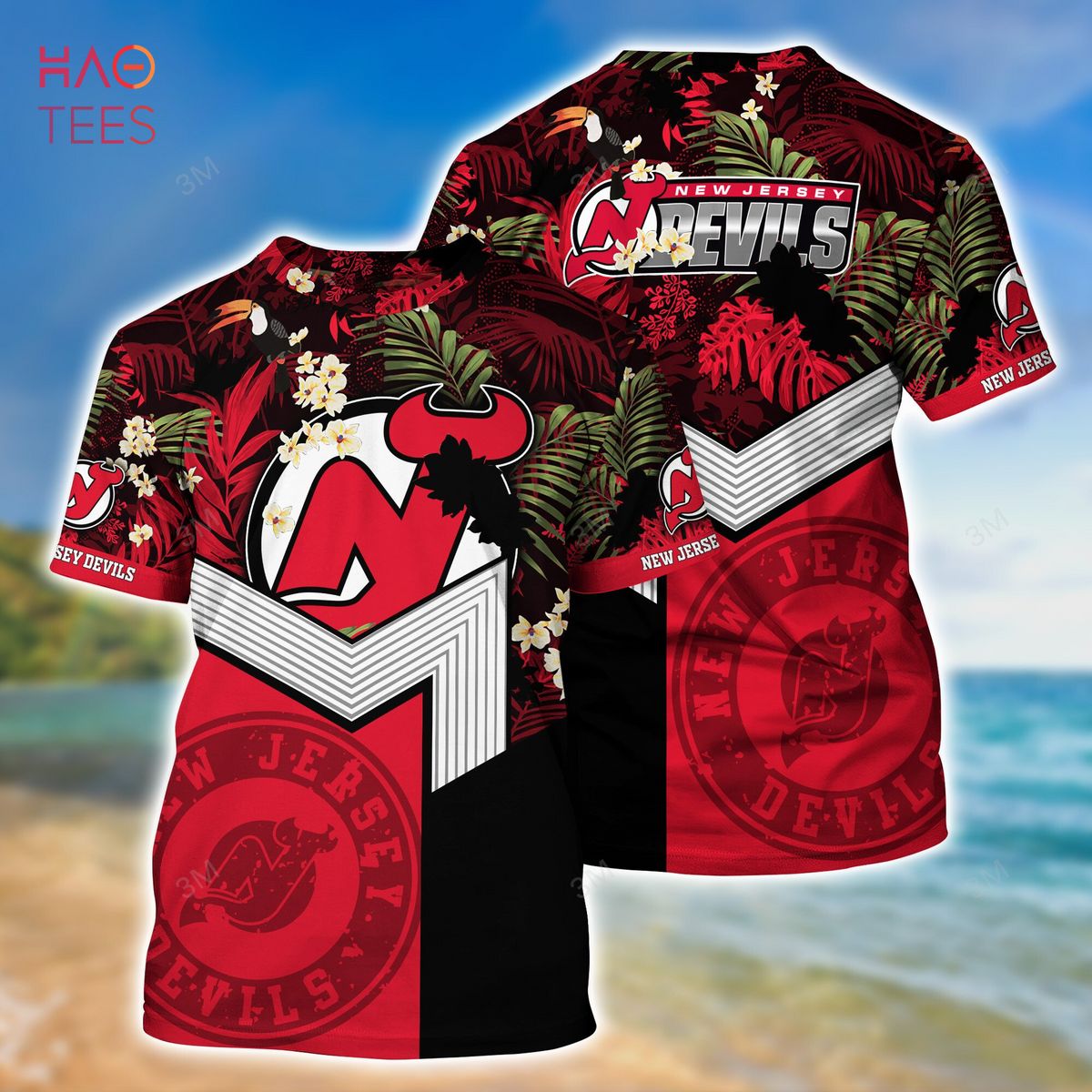 NHL New Jersey Devils Hawaiian Shirt,Tropical Fruit Pattern Beach