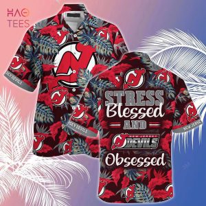 [LIMITED] New Jersey Devils NHL-Summer Hawaiian Shirt And Shorts, Stress Blessed Obsessed For Fans