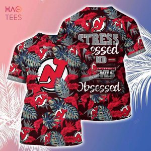 [LIMITED] New Jersey Devils NHL-Summer Hawaiian Shirt And Shorts, Stress Blessed Obsessed For Fans