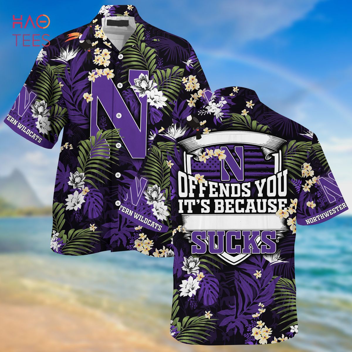 Northwestern Wildcats NCAA Hawaiian Shirt Seaside Aloha Shirt - Trendy Aloha