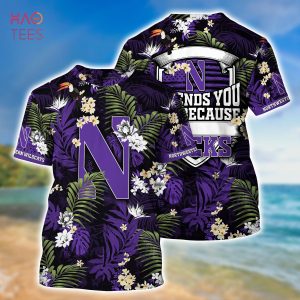 [LIMITED] Northwestern Wildcats Summer Hawaiian Shirt And Shorts,  With Tropical Patterns For Fans