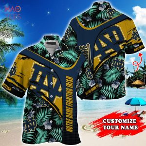 [LIMITED] Notre Dame Fighting Irish Customized Summer Hawaiian Shirt, With Tropical Pattern For Fans