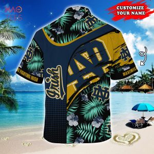[LIMITED] Notre Dame Fighting Irish Customized Summer Hawaiian Shirt, With Tropical Pattern For Fans