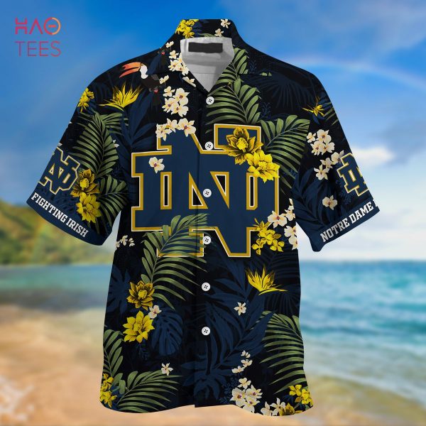 [LIMITED] Notre Dame Fighting Irish Summer Hawaiian Shirt And Shorts,  With Tropical Patterns For Fans