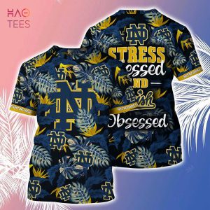 [LIMITED] Notre Dame Fighting Irish Summer Hawaiian Shirt And Shorts, Stress Blessed Obsessed For Fans