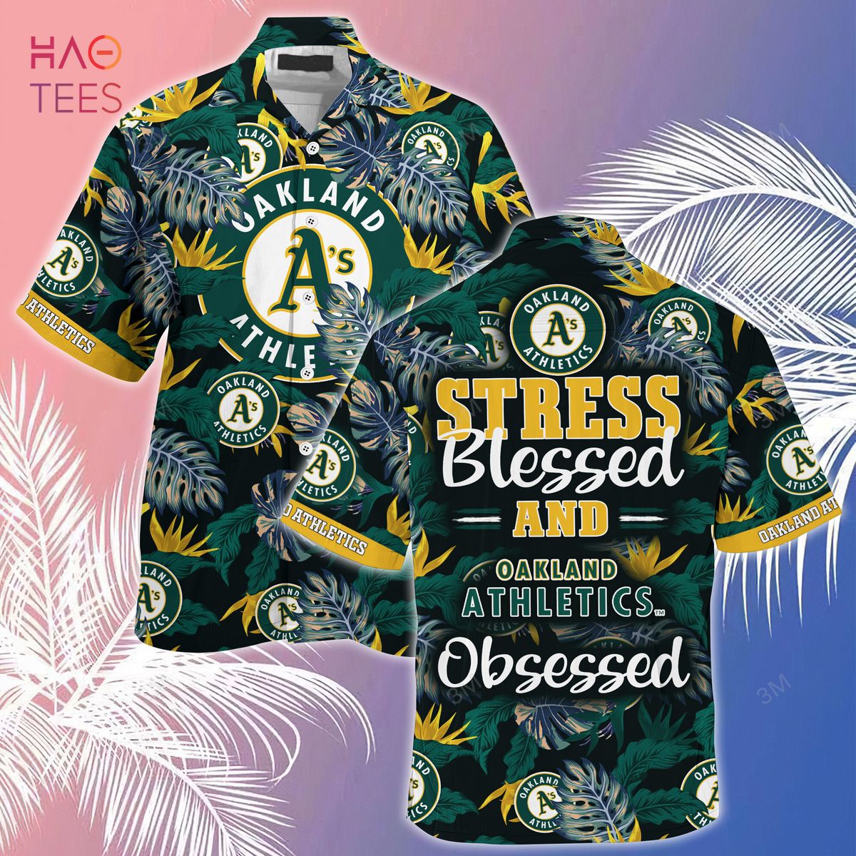[LIMITED] Oakland Athletics MLB-Summer Hawaiian Shirt And Shorts, Stress Blessed Obsessed For Fans