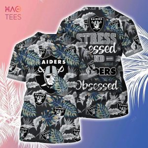 [LIMITED] Oakland Raiders NFL-Summer Hawaiian Shirt And Shorts, Stress Blessed Obsessed For Fans