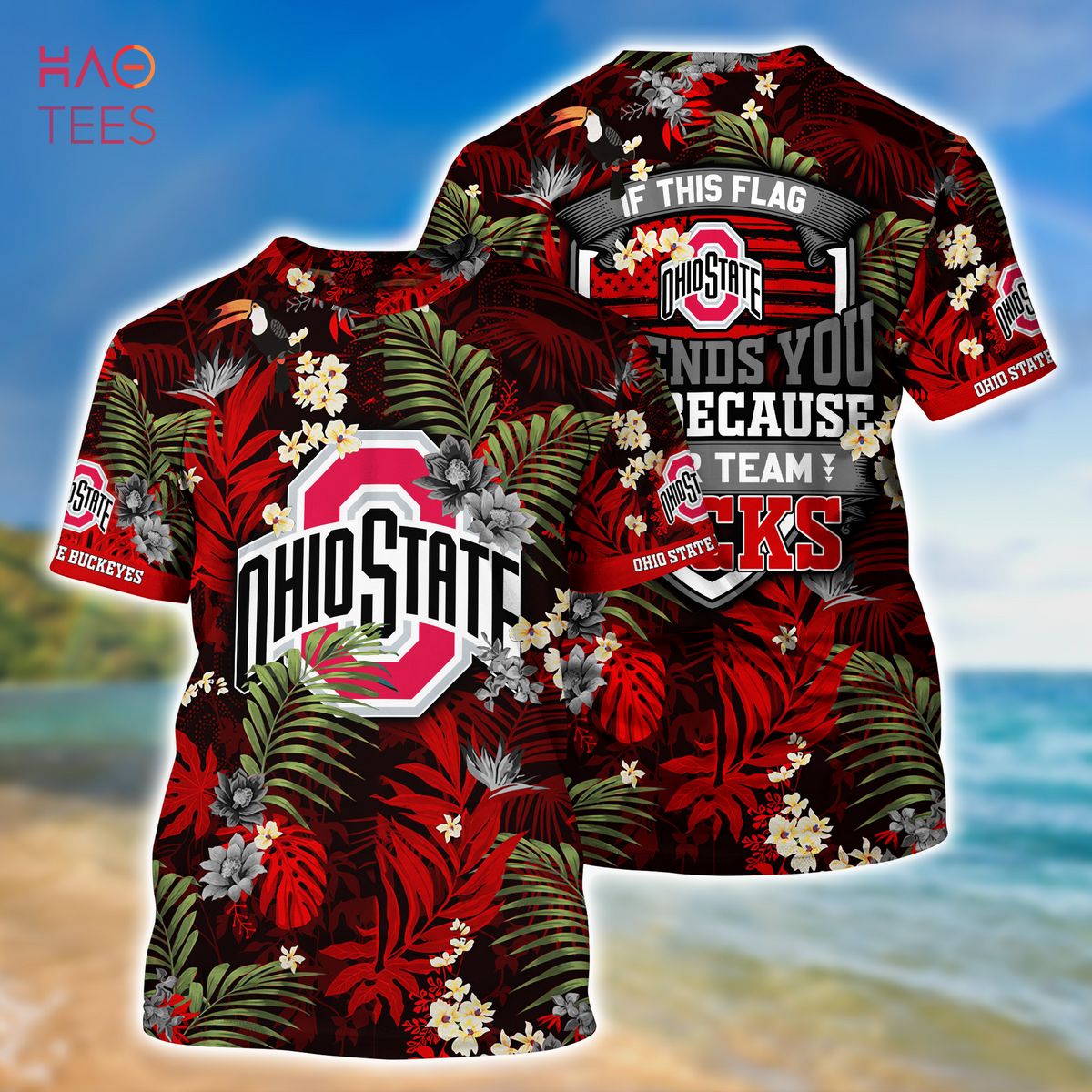Ohio State Buckeyes NCAA Flower Cheap Hawaiian Shirt 3D Shirt
