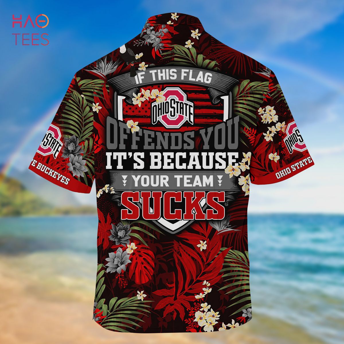 Ohio State Buckeyes NCAA Flower Custom Hawaiian Shirt 3D Shirt