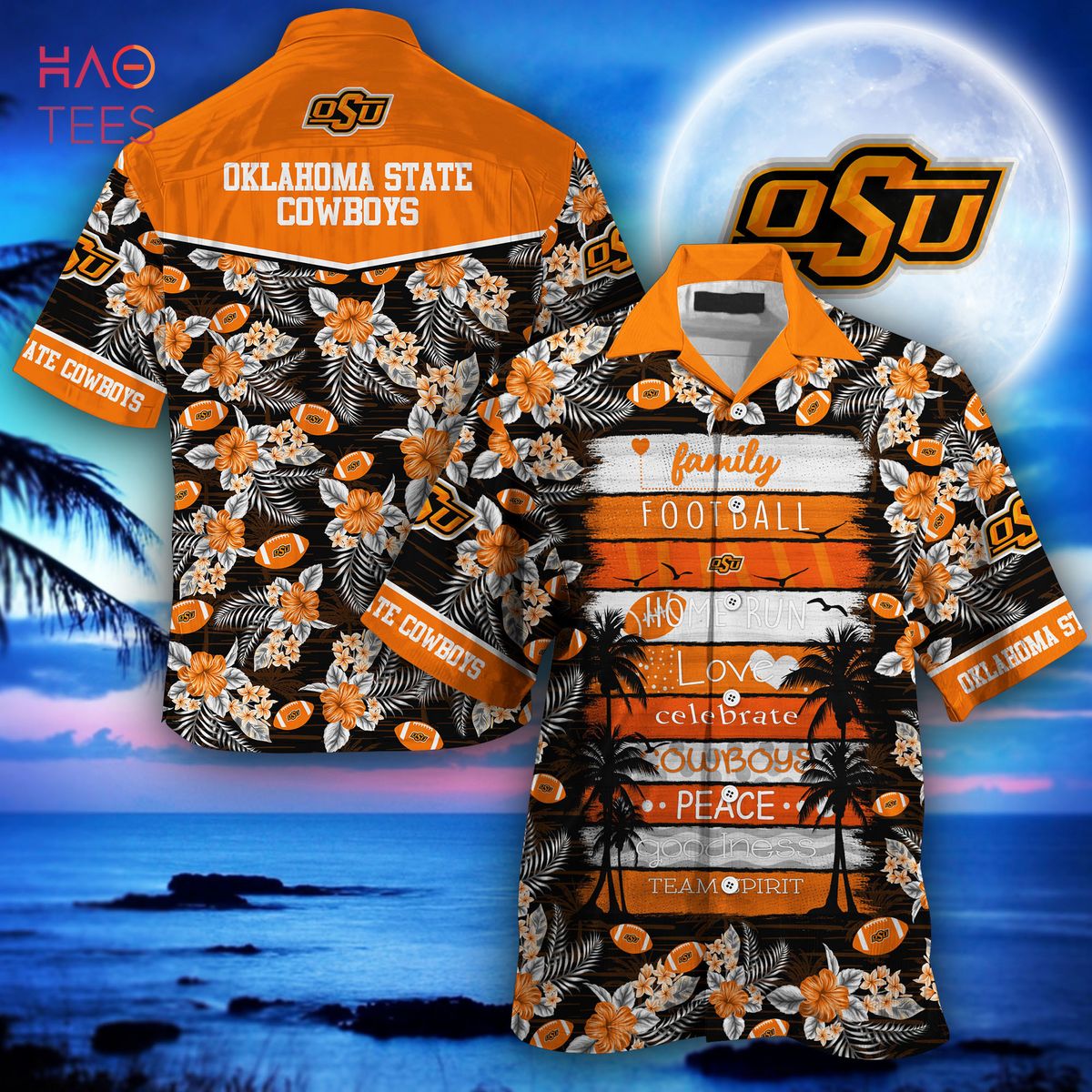 Custom Name Oklahoma State Cowboys With Flamingo Parrot Tropical Beach  Coconut Tree Hawaiian Shirt