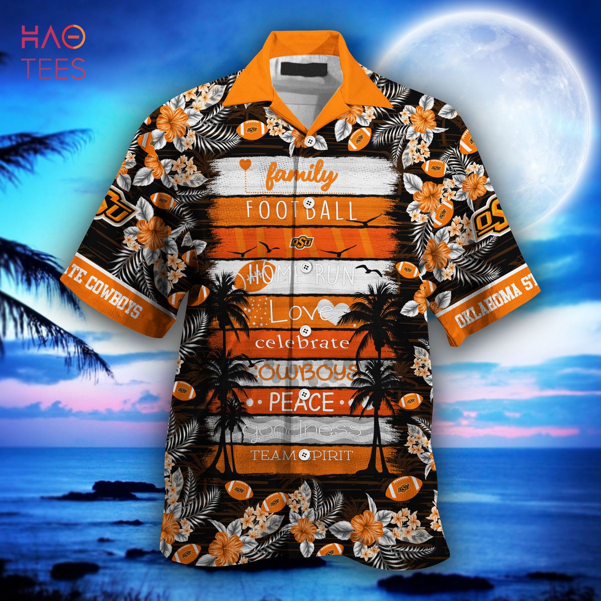 Custom Name Oklahoma State Cowboys With Flamingo Parrot Tropical Beach  Coconut Tree Hawaiian Shirt