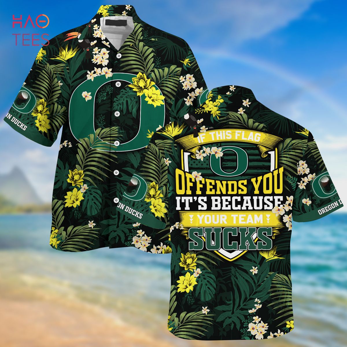 [LIMITED] Oregon Ducks  Summer Hawaiian Shirt And Shorts,  With Tropical Patterns For Fans