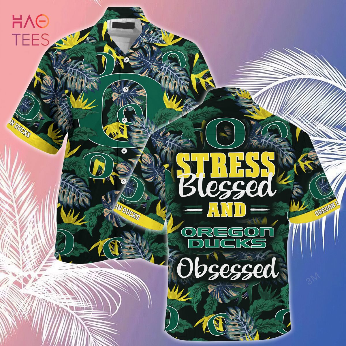 [LIMITED] Oregon Ducks  Summer Hawaiian Shirt And Shorts, Stress Blessed Obsessed For Fans