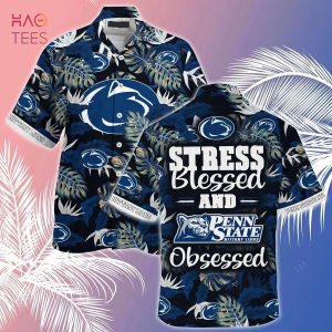 [LIMITED] Penn State Nittany Lions Summer Hawaiian Shirt And Shorts, Stress Blessed Obsessed For Fans