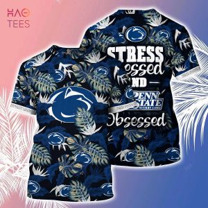 [LIMITED] Penn State Nittany Lions Summer Hawaiian Shirt And Shorts, Stress Blessed Obsessed For Fans