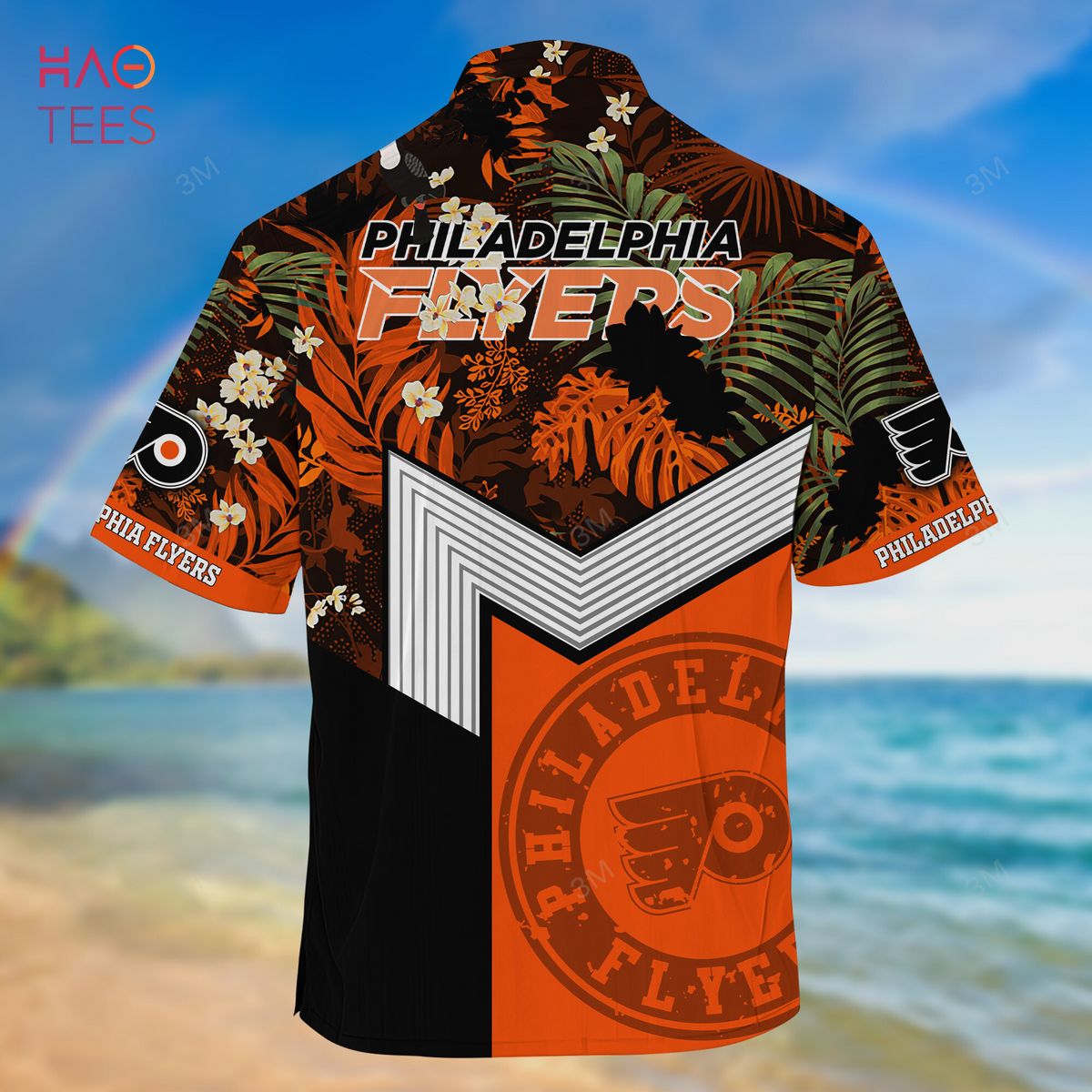 Men Philadelphia Flyers Hockey Floral Aloha Hawaiian Shirt Summer Vacation