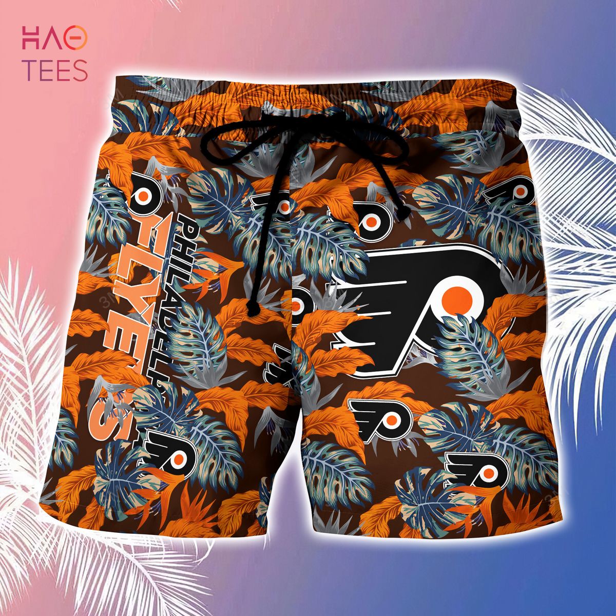 NHL Philadelphia Flyers classic colored palm trees tropical Hawaiian shirt  - Owl Fashion Shop