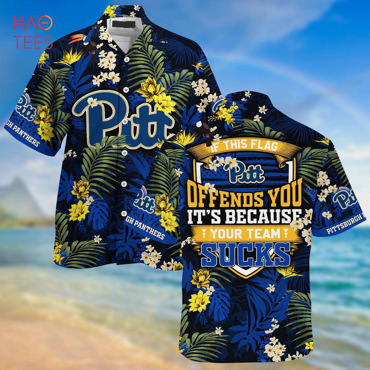 [LIMITED] Pittsburgh Panthers Summer Hawaiian Shirt And Shorts,  With Tropical Patterns For Fans