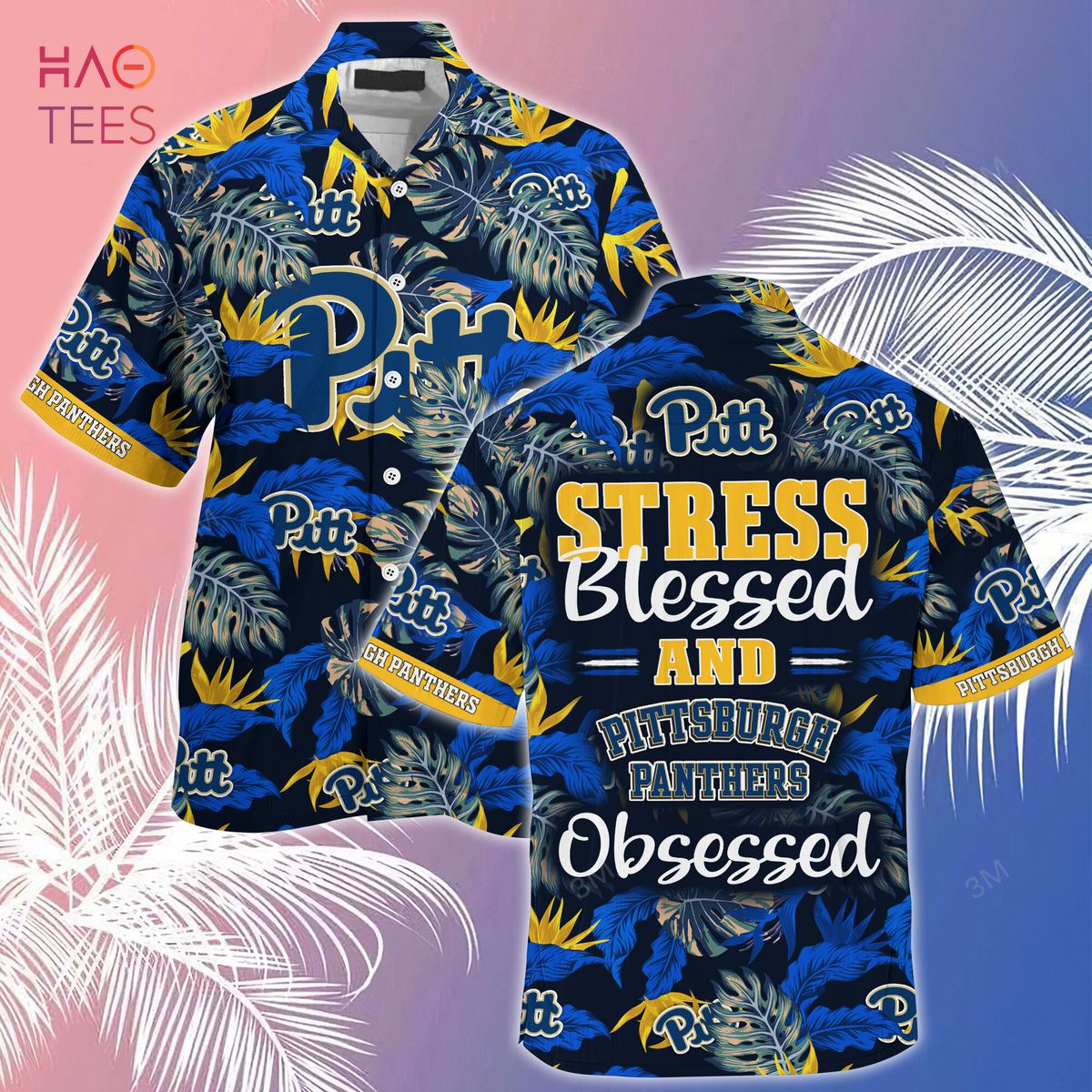 [LIMITED] Pittsburgh Panthers Summer Hawaiian Shirt And Shorts, Stress Blessed Obsessed For Fans