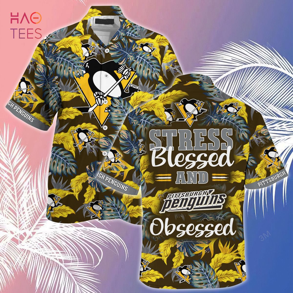 [LIMITED] Pittsburgh Penguins NHL-Summer Hawaiian Shirt And Shorts, Stress Blessed Obsessed For Fans