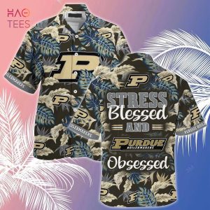 [LIMITED] Purdue Boilermakers Summer Hawaiian Shirt And Shorts, Stress Blessed Obsessed For Fans
