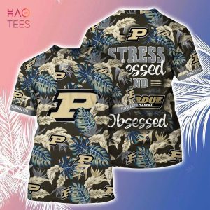 [LIMITED] Purdue Boilermakers Summer Hawaiian Shirt And Shorts, Stress Blessed Obsessed For Fans