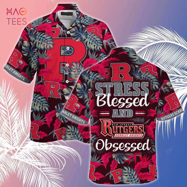 [LIMITED] Rutgers Scarlet Knights Summer Hawaiian Shirt And Shorts, Stress Blessed Obsessed For Fans